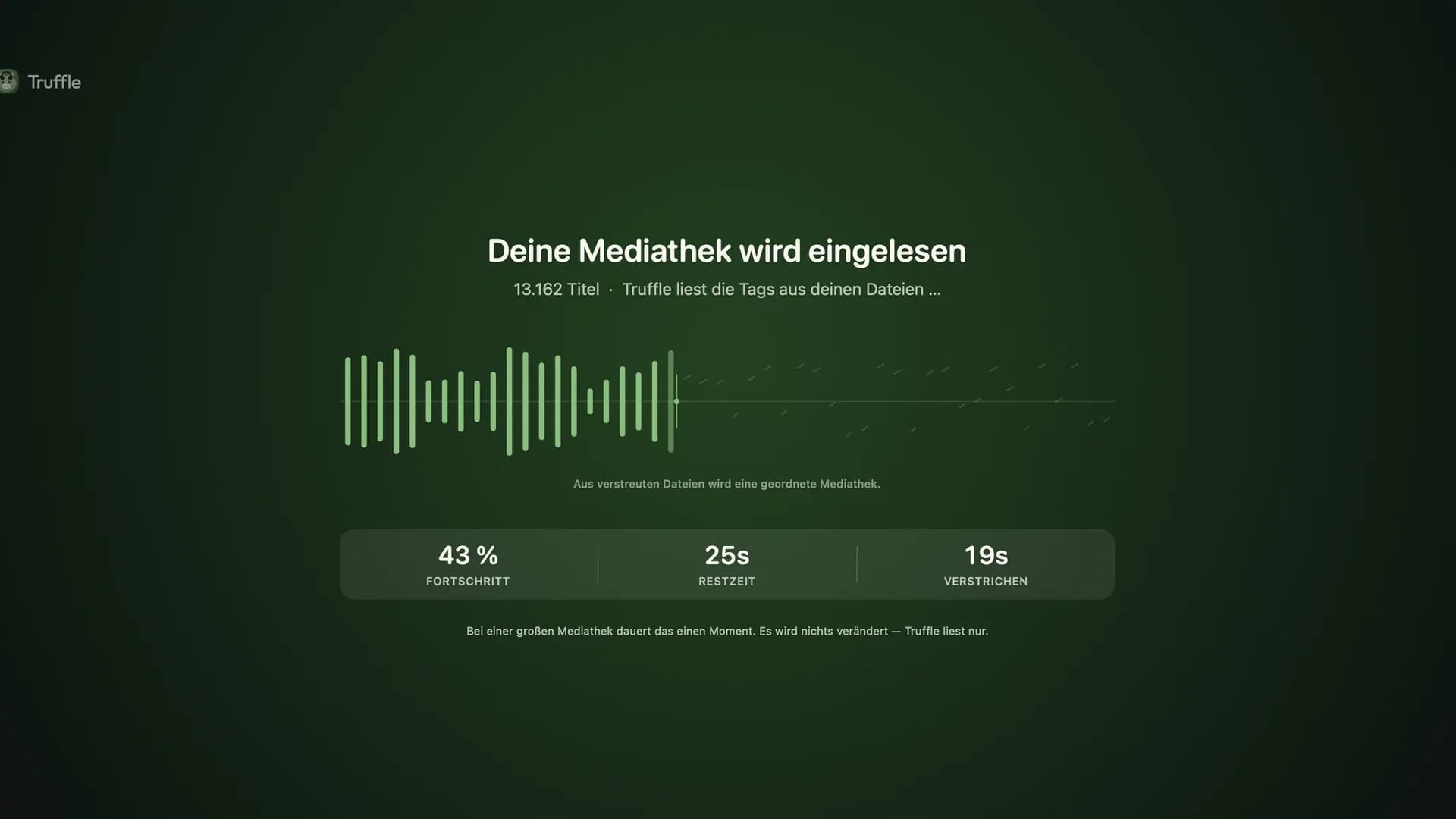 Einlesen der Mediathek bei Truffle